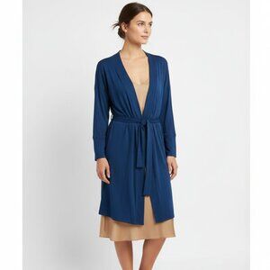 Simone Perele Blue Long Sleeve Robe NEW S